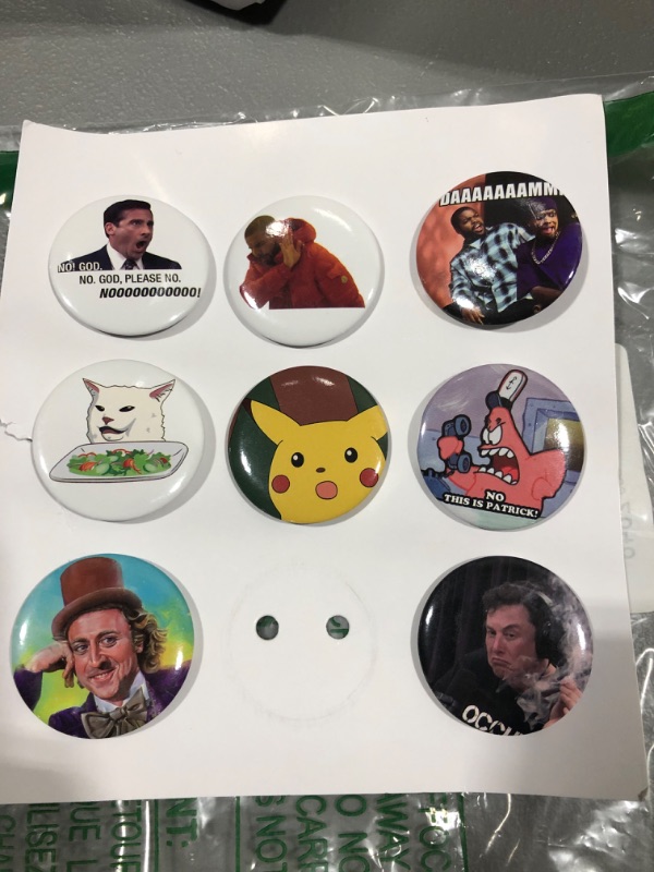 Photo 2 of GTOTd Meme Pins set( 9 Pack,1.5 inch?Memes Brooch Pin Badges aniem merch Brooch Pins for Clothing Bags Backpack Jackets Accessories Supplies DIY Crafts 1.5inch Memes