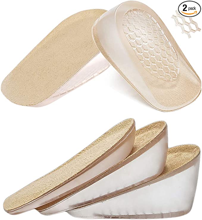 Photo 1 of Ailaka 2 Pairs Gel Height Increase Insole, Invisible Heel Lift Inserts, Elastic Shock Absorption Pads 3 Heights for Men & Women