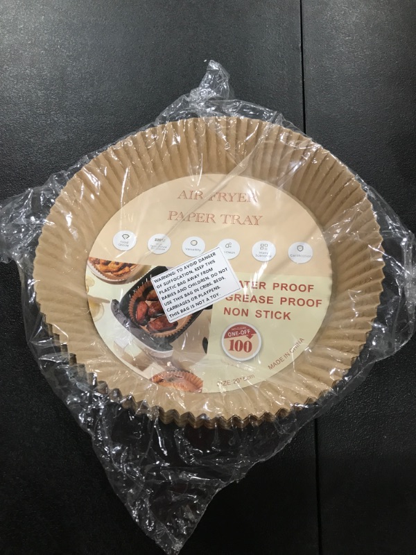 Photo 1 of 100 PCS Air Fryer Disposable Paper Liner, Non-Stick Air Fryer Liners, Parchment Baking Paper for Baking Roasting Microwave 6.3inch 7.9inch (7.9inch), Brown