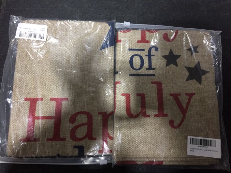 Photo 1 of 2 pack tiosggd 4th of July Table Runner 13 x 72 Inches Long Burlap Linen Tablecloth American Stars Independence Day Memorial Day Patriotic Veterans Day Decorations
