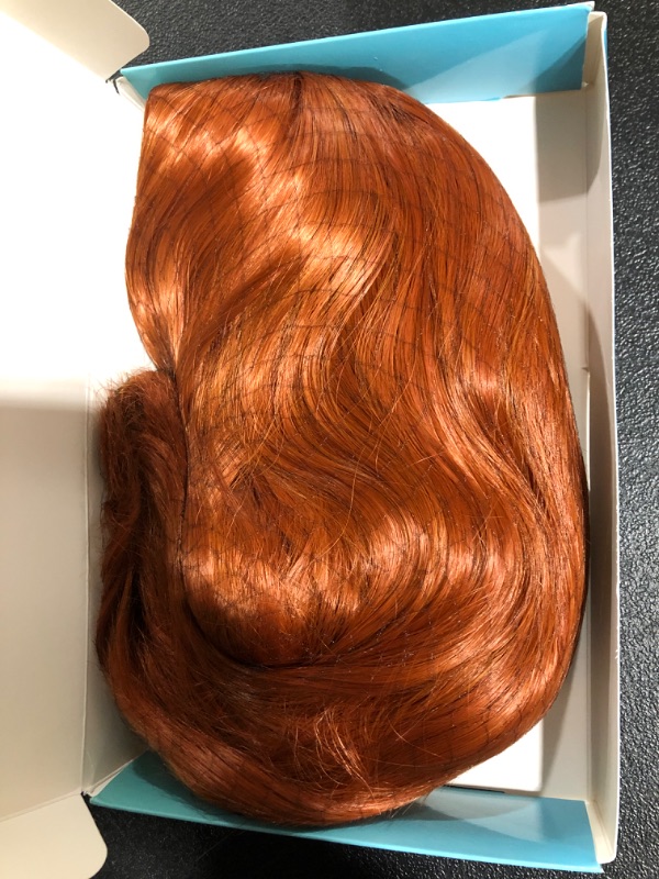 Photo 2 of BERON 14" Women Girls Short Curly Bob Wavy Wig Body Wave Halloween Cosplay Daily Party Wigs (Dark Orange) Dark Orange 14 Inch (Pack of 1)