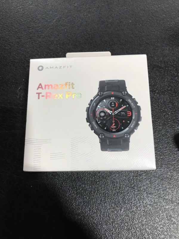 Photo 2 of Amazfit T-Rex Pro Smartwatch Fitness Watch with Built-in GPS, Military Standard Certified, 18 Day Battery Life, SpO2, Heart Rate Monitor, Many Sports Modes, 10 ATM Waterproof, Music Control, Black SEALED AND UNOPENED 