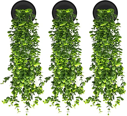 Photo 1 of 3 Pack Artificial Hanging Plant Decor, Fake Eucalyptus Leaves Ivy Plant Potted Faux Greenery Vines for Home Wall Indoor Outdoor Kitchen Patio Garden Office Party Wedding Green DIY Decorations,Set of 3