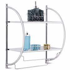 Photo 1 of 2-Tier Wall Mount Shower Organizer Storage Towel Rack in Chrome
