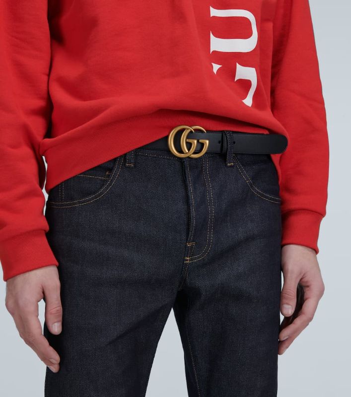 Photo 1 of GUCCI Leather belt with Double G buckle