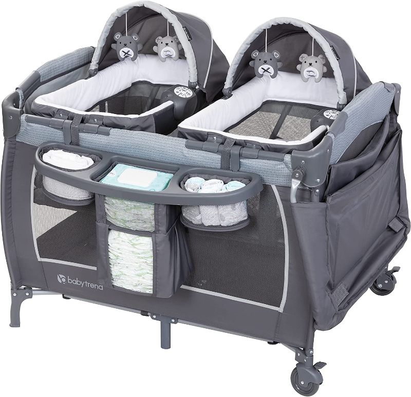 Photo 1 of Baby Trend Lil' Snooze Deluxe III for Twins,Cozy Grey
