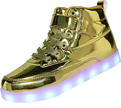 Photo 2 of  LED Light up Shoes USB Charging Flashing High-top Sneakers GOLDEN SIZE 13.5