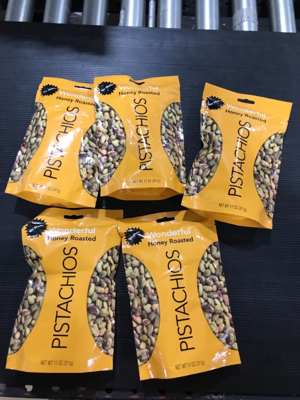 Photo 1 of  5 BAGS PISTACHIOS HONEY ROASTED NO SHELLS BB 11/30/2022