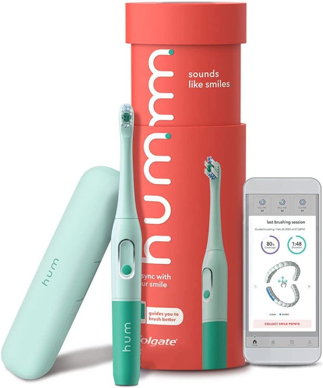 Photo 1 of hum by Colgate Smart Battery Toothbrush Kit, Sonic Toothbrush with Travel Case (Teal)