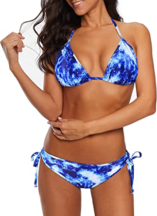 Photo 1 of American Trends Women's String Two Piece Halter Top Triangle Bikini Set with Tie Side Bottom Sexy Swimsuit Bathing Suits

SZ- M