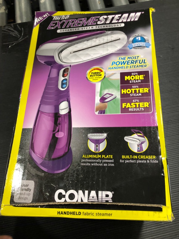 Photo 3 of Conair Hand Held Fabric Steamer, Turbo Extreme Steam Fabric Steamer for Clothes, Plum
