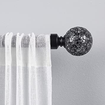 Photo 2 of  Black Pearl Mosaic Curtain Rod Matte Black 