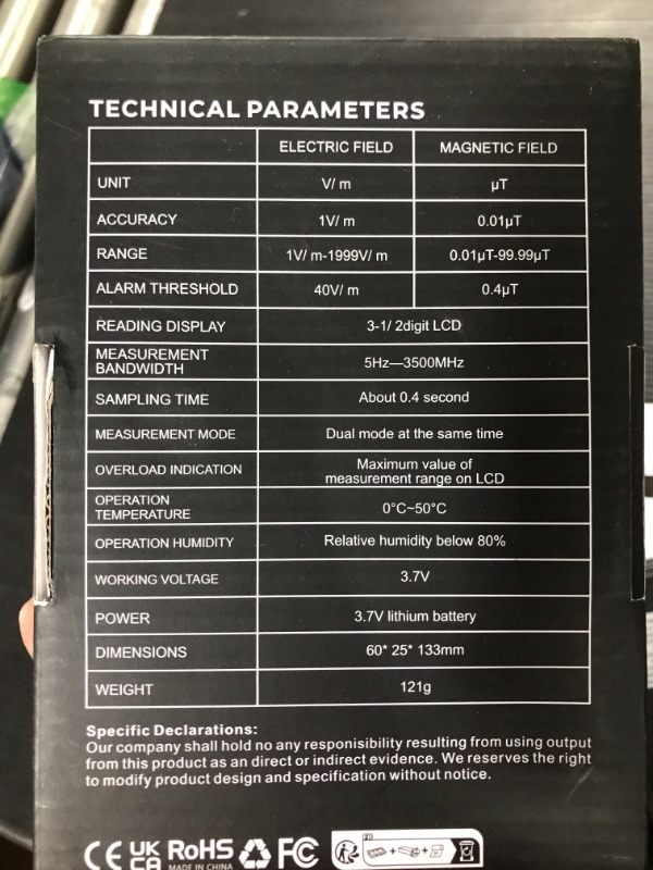 Photo 3 of ERICKHILL EMF Meter, Rechargeable Digital Electromagnetic Field Radiation Detector Hand-held Digital LCD EMF Detector, Great Tester for Home EMF Inspections, Office, Outdoor and Ghost Hunting