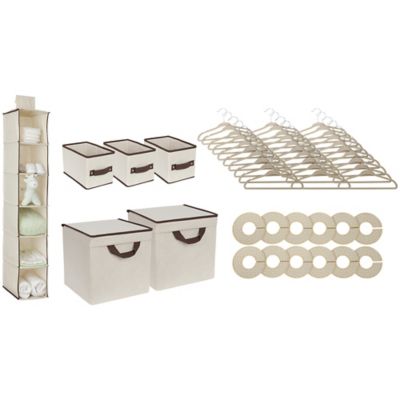 Photo 1 of Delta Children Nursery Storage 48 Piece Set - Easy Storage/Organization Solution - Keeps Bedroom, Nursery & Closet Clean, Beige 