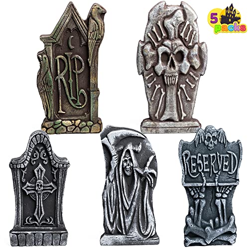 Photo 1 of 
JOYIN 5 Pack 17" Halloween Foam Graveyard Tombstone Decorations, Reservel Style Headstone for Yard Sign Decoration, Outdoor Halloween Props, Halloween
