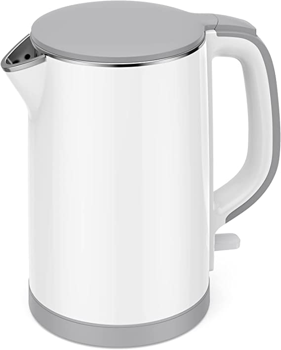 Photo 1 of Electric Kettle, Double Wall 100% Stainless Steel Cool Touch Tea Kettle with 1500W Fast Boiling Heater, Auto Shut-Off & Boil Dry Protection, BPA-Free, White
