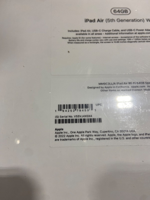 Photo 2 of 2022 Apple 10.9-inch iPad Air Wi-Fi 64GB - Space Gray (5th Generation)
FACTORY SEALED 