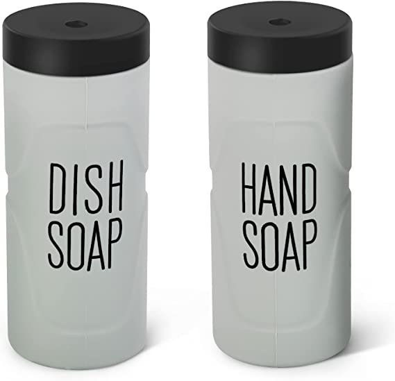 Photo 1 of 2 Pack Dish Soap Dispenser for Kitchen Sink, Easy Squeeze Kitchen Soap Dispenser, Refillable Dish Soap Bottle Squeeze is Easy to Fill on The Kitchen Counter 8.5 oz, 2.4 x 2.4 x 5.5 inches (Gray)
