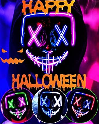Photo 1 of 
Halloween Purge Mask, Led Light Up Mask, Scary Mask Cosplay Led Costume Mask for Kids, Boys/Girls, Adults with EL Wire Light up for Halloween, Festival Party, Masquerade, Carnival
PACK OF 2 