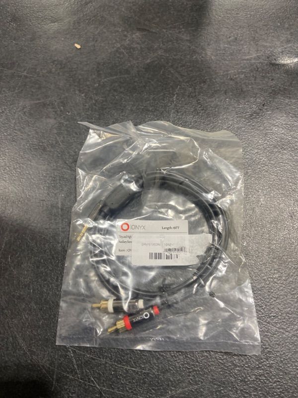 Photo 2 of Onyx 3.5mm to RCA Stereo Audio Cable with Gold Plated Connectors (6-Feet)
