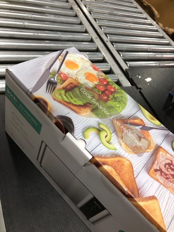 Photo 2 of IKICH Toaster 2 Long Slot, Toaster 4 Slice Stainless Steel, Warming Rack, 6 Browning Settings, Defrost/Reheat/Cancel, Removable Crumb Tray, 1300W
( factory closed ) 