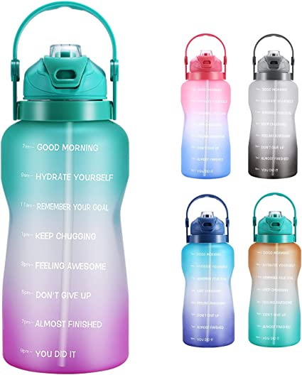 Photo 1 of 128oz/1 Gallon Motivational Water Bottle with Straw &Time Maker?Leak Proof gallon Water Jug Suitable For Gym And Outdoor Sports ?Perfect for Women And Man Drinking (Gradient Green)

