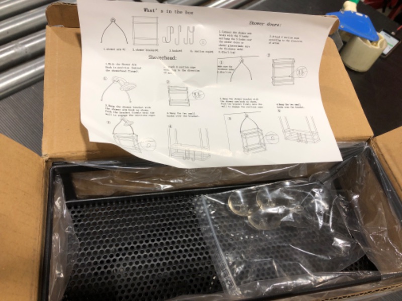 View 1 of iDesign 61990 York Metal Wire Hanging Shower Caddy, Extra Wide Space for Shampoo, Conditioner, and Soap with Hooks for Razors, Towels, and More, 10" x 4" x 22", Matte Black