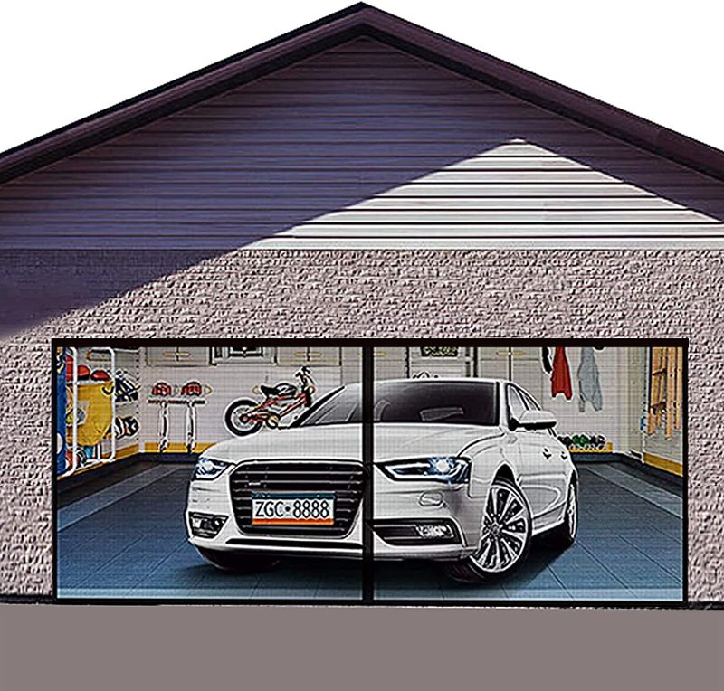 Photo 1 of 2022 New Magnetic Garage Door Screen for 1 Car Garage, 8.3x7.15FT Garage Screen Door Kit, Garage Net Screen,Fiberglass Hands Free Mesh Screen Door-Easy to Install
