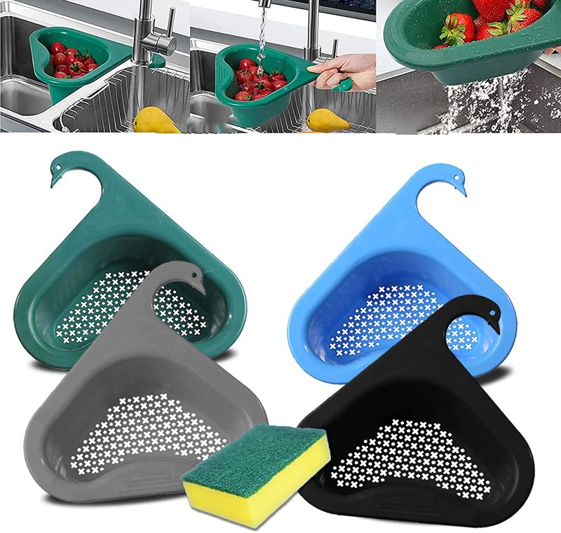 Photo 1 of 4 PCS Swan Drain Basket for Kitchen Sink, Multifunctional Kitchen Sink Strainer, Kitchen Triangular Sink Filter, Corner Kitchen Sink Strainer Basket Fits All Sink
