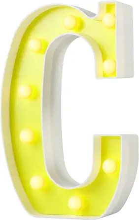 Photo 1 of LED Marquee Light up Letters Battery Powered Letter Lights Alphabet Sign for Night Lights Birthday Teen Girl Gifts Home Bar Party Wedding Christmas Decorations (Yellow C)

