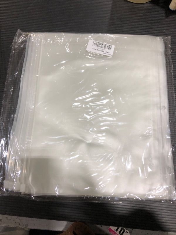 Photo 2 of KM4U 8 1/2" x 11 Loose Leaf Binder Storage Bags, 3-Hole Clear PVC Zipper Binder Pocket Insert Pages Letter Size-12 Pieces
