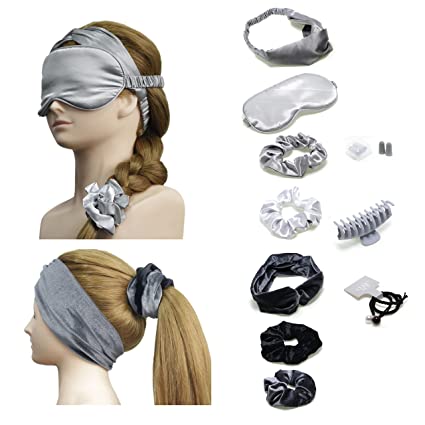 Photo 1 of BYANANT 10PCS women's hair accessories suits, Velvet Hair Scrunchies and Satin Headbands?Satin Hair Scrunchies ?Satin Eye Mask ?women's Elastic Hair Tie ?Acrylic Hair Clips, Matte Hair Clips, Gray
