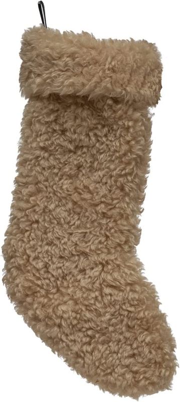 Photo 1 of Creative Co-Op Sherpa Fabric Stocking, Tan (2-Pack)