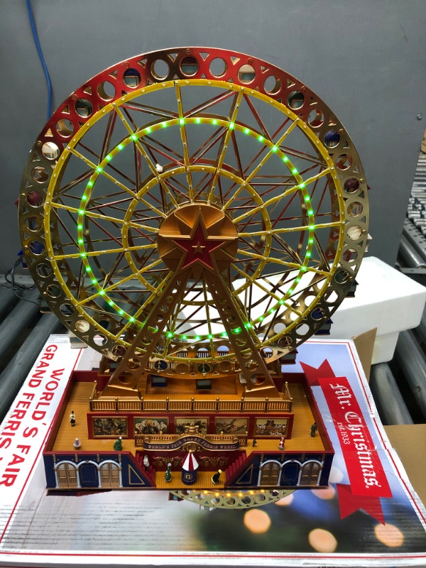 Photo 3 of Mr. Christmas World's Fair Grand Ferris Wheel Musical Animated Indoor Christmas Decoration, 15 Inch, Gold Gold 15 Inch