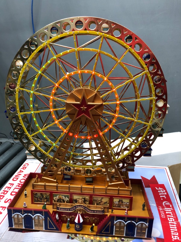 Photo 5 of Mr. Christmas World's Fair Grand Ferris Wheel Musical Animated Indoor Christmas Decoration, 15 Inch, Gold Gold 15 Inch