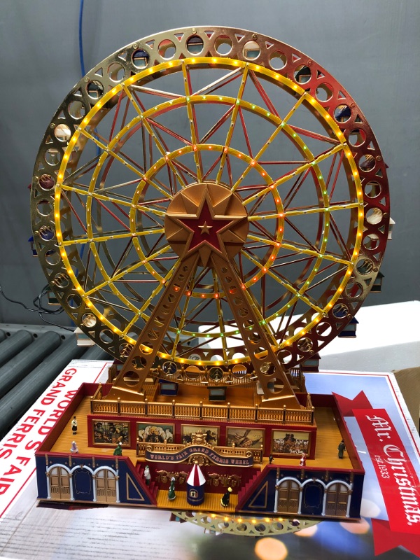 Photo 4 of Mr. Christmas World's Fair Grand Ferris Wheel Musical Animated Indoor Christmas Decoration, 15 Inch, Gold Gold 15 Inch