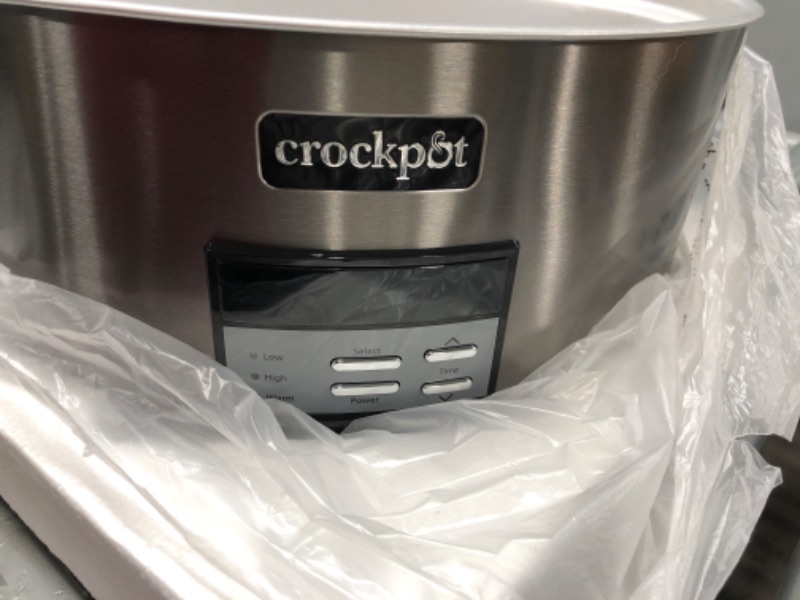 Photo 4 of Crockpot 8 Quart Slow Cooker with Auto Warm Setting and Cookbook, Black Stainless Steel