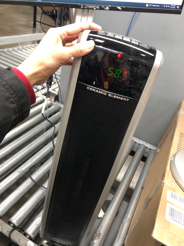 Photo 2 of Lasko 5586 Digital Ceramic Tower Heater with Remote, Dark Grey
