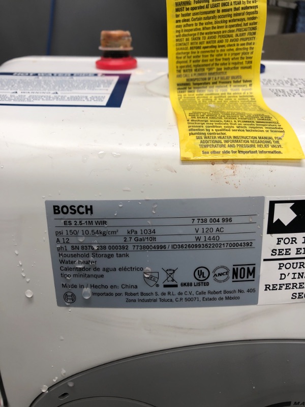 Photo 3 of Bosch Electric Mini-Tank Water Heater Tronic 3000 T 2.5-Gallon (ES2.5) - Eliminate Time for Hot Water - Shelf, Wall or Floor Mounted 2.5 Gallon