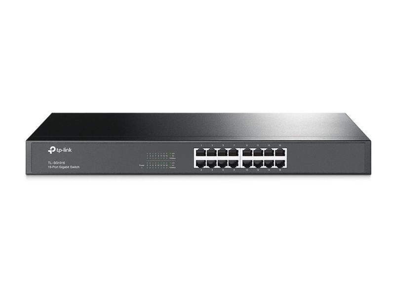 Photo 1 of TP-Link 2KA4944 TL-SG1016 10/100/1000Mbps 16-Port Gigabit 19-inch Rackmountable Switch, 32Gbps Capacity (Renewed)
