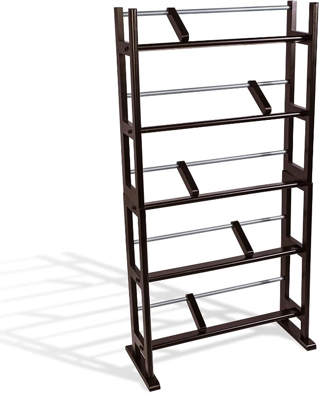 Photo 1 of Atlantic Element Media Storage Rack - Holds Up to 230 CDs or 150 DVDs, Contemporary Wood & Metal Design with Wide Feet for Greater Stability, PN35535601 In Espresso