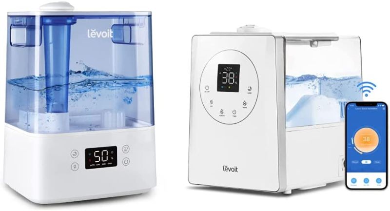 Photo 1 of LEVOIT Humidifiers for Bedroom Large Room Home, Blue & Humidifiers for Bedroom Large Room Home, Smart Wifi Alexa Control, 6L Top Fill Warm and Cool Mist, White