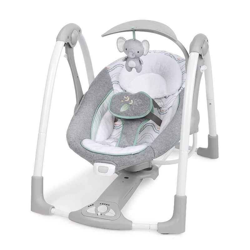 Photo 1 of Ingenuity ConvertMe 2-in-1 Compact Portable Baby Swing & Infant Seat, Battery-Saving Automatic Sway, Vibrations, Nature Sounds - Swell
