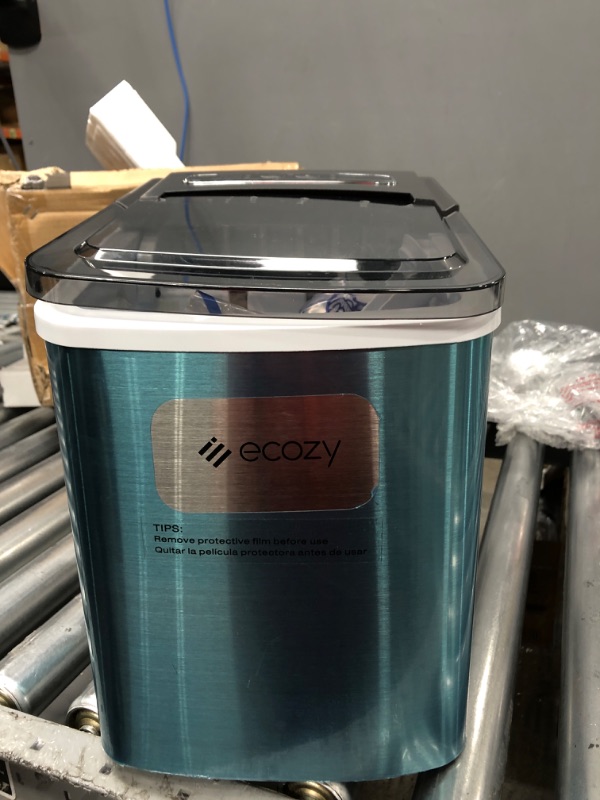 Photo 1 of ecozy Portable Ice Maker Countertop, 9 Cubes Ready in 6 Mins, 26.5 lbs in 24 Hours, Self-Cleaning Ice Maker Machine with Ice Bags/Ice Scoop/Ice Basket for Home Kitchen Office Bar Party, Silver