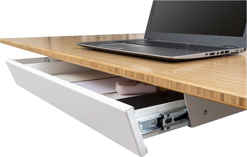 Photo 1 of Stand Up Desk Store Add-On Office Sliding Under-Desk Drawer Storage Organizer for Standing Desks (White)
