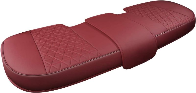 Photo 1 of Black Panther Luxury PU Leather Rear Car Seat Cover Adjustable Length (49-55'') Back Seat Protector Fits 90% Vehicles (Sedan SUV Truck), for Seat Bottom Only,Triangle Quilting Design,Wine Red
