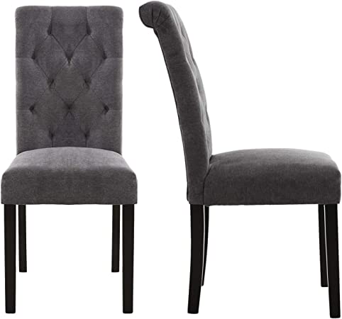 Photo 1 of 
LSSBOUGHT Stylish Dining Room Chairs with Solid Wood Legs, Set of 2 (Gray)