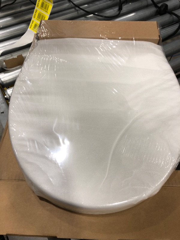 Photo 2 of Elongated Toilet Seat with Cover Slow Soft Quiet Close Toilet Lid Durable Plastic White Toilet Bowl with Non-Slip Seat Bumpers Seat Easy to Install for Elongated Oval Toilets
