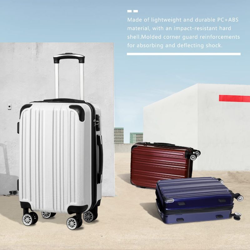 Photo 1 of Coolife Luggage Expandable 3 Piece Sets PC+ABS Spinner Suitcase 20 inch 