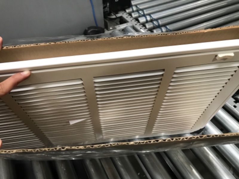Photo 2 of 22" X 12" Steel Return Air Filter Grille for 1" Filter - Easy Plastic Tabs for Removable Face/Door - HVAC DUCT COVER - Flat Stamped Face -White [Outer Dimensions: 23.75w X 13.75h] White 22 X 12
